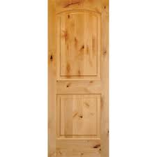 Krosswood Doors 30 In X 80 In Rustic Knotty Alder 2 Panel Top Rail Arch Solid Core Wood Left Hand Single Prehung Interior Door Ae 1213080lh The Home Depot Wood Doors Interior Prehung Interior