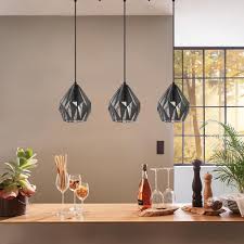 Eglo Carlton 3 3 Light Black And Silver Pendant 202037a The Home Depot Eglo 3 Light Pendant Pendant Light