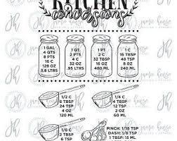 Kitchen Equivalent Measurement Conversion Chart Mason Jar Etsy Kitchen Conversion Kitchen Measurements Cooking Measurements
