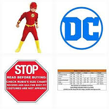 Details About Rubies Dc Comics Deluxe Muscle Chest The Flash Childs Costume Small