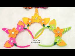 4 Cara Membuat Bando Unicorn Dari Flanel Youtube Kerajinan Kain Flanel Unicorn Kain Flanel