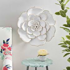 White Metal Blooming Flower Wall Sculpture Kirklands Metal Flower Wall Art Metal Flower Wall Decor Flower Wall Decor Diy