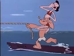 Popeye And Olive Oyl Water Ski On A Broken Piece Of Their Boat Popeye The Sailor Sea No Evil 1960 Popeye And Olive Olive Oyl Cartoon