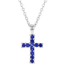 Shop Ginger Wedding 925 Sterling Silver Small Blue Cz Cross Necklace For Kids Babies 18 Cz Cross Necklace Cross Necklace Necklace