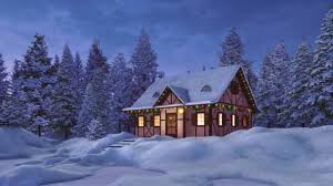 Cabin in Winter Landscape