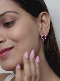 Dazzle and Delight: Diamond and Ruby Omega Back Earrings
