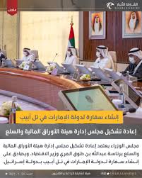 مجلس المشاريع والمنشآت الصغيرة يطلع على استراتيجية الاقتصاد لريادة الأعمال والمنشآت الصغيرة والمتوسطة. Ø§Ù„Ø´Ø§Ø±Ù‚Ø© Ù„Ù„Ø£Ø®Ø¨Ø§Ø± Ù…Ø¬Ù„Ø³ Ø§Ù„ÙˆØ²Ø±Ø§Ø¡ ÙŠØ¹ØªÙ…Ø¯ Ø¥Ø¹Ø§Ø¯Ø© ØªØ´ÙƒÙŠÙ„ Ù…Ø¬Ù„Ø³ Ø¥Ø¯Ø§Ø±Ø© Ù‡ÙŠØ¦Ø© Ø§Ù„Ø£ÙˆØ±Ø§Ù‚ Ø§Ù„Ù…Ø§Ù„ÙŠØ© ÙˆØ§Ù„Ø³Ù„Ø¹ Ø¨Ø±Ø¦Ø§Ø³Ø© Ø¹Ø¨Ø¯Ø§Ù„Ù„Ù‡ Ø¨Ù† Ø·ÙˆÙ‚ Ø§Ù„Ù…Ø±ÙŠ ÙˆØ²ÙŠØ± Ø§Ù„Ø§Ù‚ØªØµØ§Ø¯ ÙˆÙŠØµØ§Ø¯Ù‚ Ø¹Ù„Ù‰ Ø¥Ù†Ø´Ø§Ø¡ Ø³ÙØ§Ø±Ø© Ù„Ø¯ÙˆÙ„Ø© Ø§Ù„Ø¥Ù…Ø§Ø±Ø§Øª ÙÙŠ ØªÙ„ Ø£Ø¨ÙŠØ¨ Ø¨Ø¯ÙˆÙ„Ø© Ø¥Ø³Ø±Ø§Ø¦ÙŠÙ„