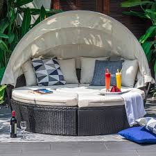 The height of the bed frame along with the 3 sided backrest make it perfect for sitting or sleeping. Outdoor Round Daybed Cushions Wayfair