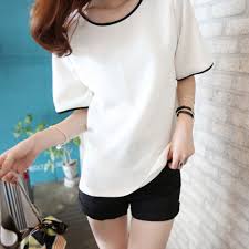 Touche d'élégance ou de style, on le porte avec tout : Plain White T Shirt Women Girls Casual Loose Tops Tees Harajuku Ladies Basic Tshirt Femme Camiseta Mujer For Womens Clothing T Shirts Aliexpress
