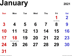 Please select your options to create a calendar. January 2021 Calendar Templates For Word Excel And Pdf