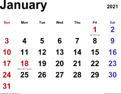 Online calendar is a place where you can create a calendar online for any country and for any month and year. January 2021 Calendar Templates For Word Excel And Pdf