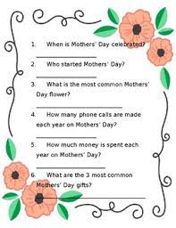 Printable quiz for mother's day. Mothers Day Trivia By Kelsie Wible Teachers Pay Teachers