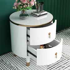 Hooker's selection of traditional and contemporary nightstands will keep your books, lamps, and knickknacks within easy reach as you lay down for the night. Modern Round Nightstand White Nightstand In Gold Finish 2 Drawers Nightstand Round Nightstand White Nightstand Drawer Nightstand
