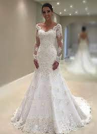 Find the perfect lace wedding dresses uk to suit your weddings! Elegant Long Sleeve Wedding Dress Sexy Mermaid Lace Bridal Gowns 27dress Co Uk