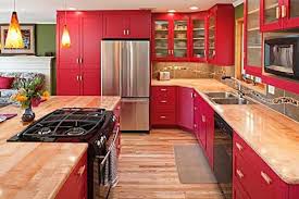 red kitchen cabinets, kitchen design
