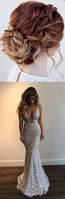 Luxurious Mermaid Deep V Neck Sleeveless Long Prom Evening Dress With Sequins Strapless Dress Hairstyles Wedding Dress Necklines Mermaid Bride Dresses