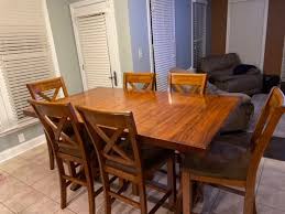 Typically, high top tables come in a modern or contemporary style, with sleek round or square seating and tabletops. Solid Wood High Top Table With 8 Stools Ellicott City Md Patch