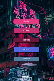 Websites with futuristic color palettes have flat designs along with a touch of 3d. Colorful Pink Blue Neon Signs Night Photography Street Hong Kong Concept Urban Futuristic City Retro Color Palette Neon Colour Palette Vintage Colour Palette
