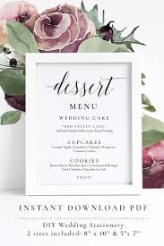 Dessert Menu Sign Dessert Table Sign Wedding Dessert Menu Wedding Favors Instant Download Wedd Wedding Dessert Table Signs Desserts Menu Dessert Table Sign