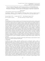 PDF) Cross-Cultural Etiquette and Communication in Global Business: Toward  a Strategic Framework for Managing Corporate Expansion