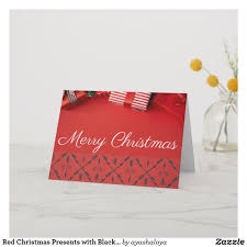 Black And Red Greeting Cards Red Christmas Presents With Black Arrows Card Zazzle Com Red Christmas Christmas Greeting Cards Merry Christmas Card