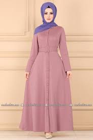 Modaselvim Elbise Onden Dugmeli Kemerli Elbise Ferace Kprs6845 Pudra Iranian Women Fashion Abayas Fashion Hijab Fashion