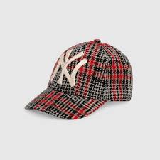Shop The Baseball Hat With Ny Yankees Patch By Gucci The Houndstooth Wool Cap Is Defined By The Embroidered New York Yan Hats For Men Gucci Hat Baseball Hats