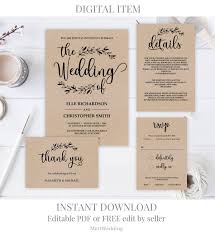Vintage Wedding Invitation Suite Printable Wedding Invitatio Wedding Invitation Templates Rustic Wedding Invitations Diy Vintage Wedding Invitations Templates