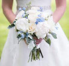 See more ideas about periwinkle wedding, wedding, blue wedding. Bride S Bouquet Creamy Vendela Roses Blush Off White Peonies Seeded Eucalyptus Dusty Miller White Wedding Flowers Bridal Bouquet Blue Blue Wedding Flowers