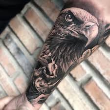 Realistic Bird Of Prey Tattoo Matias Noble S Black And Grey Realistic Tattoo Eagle Tattoo Hawk Tattoo Animal Sleeve Tattoo