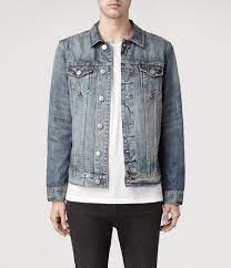 Mens Kishi Denim Jacket Indigo Allsaints Com Denim Jacket Denim Jeans Men Jackets