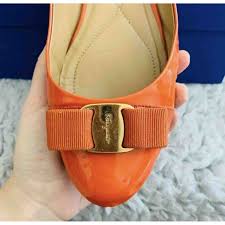 Vara Patent Leather Ballet Flats Salvatore Ferragamo Orange Size 8 Us In Patent Leather 12509569