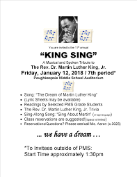 On april 4, 1968, civil rights leader dr. 11th Annual King Sing At Poughkeepsie Middle Model School