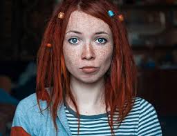 Girl, wind, eyes, closed, freckles, blonde by Candice Cason. Photo stock