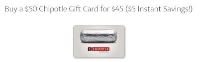 Chipotle $25 gift card deal. Paypal Purchase 50 Chipotle Gift Card For 45