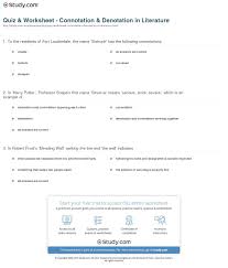 Quiz Worksheet Connotation Denotation In Literature Study Com High School Health Special Education Students School Health
