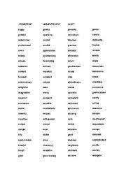 Included below are past participle and present participle forms for the verbs disqualify, qualify and qualitate which may be used as adjectives within certain contexts. Positive Adjectives List Esl Worksheet By Grettna