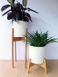 Extra Tall Mid Century Modern Plant Stand In Oak Wood Etsy Mid Century Modern Plant Stand Modern Plant Stand Mid Century Modern Plants