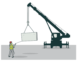 Machine for building and headgear vector illustration. Safe Work With Precast Concrete Worksafe