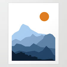 Canvas paintings offers premium landscape canvas art at discount prices. Abstract Blue And Orange Mountain Sunset Landscape Art Print By Matthew Earl Society6