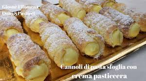 30 g di farina tipo 00. Cannoli Di Pasta Sfoglia Con Crema Pasticcera Youtube
