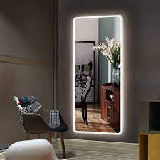 I prefer this height because i like a mirror that is large enough that when leaned, it is roughly 3/4 up the wall. Amazon Com Dylan Buckeye Large 65 X22 Led Full Length Backlit Mirror Oversized Rectangle Dressing Mirror With Touch Button Led Furniture Decor