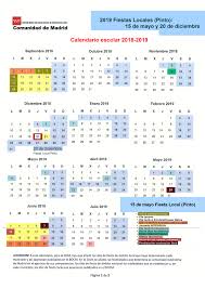 Los periodos vacacionales quedarán establecidos. Calendario Escolar 2018 2019 Madrid Informacion Y Orientacion Pinto