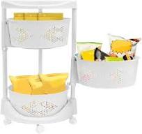 Amazon.com: HAOREBAIYU 3-Tier Rotating Storage Rack Cart ...