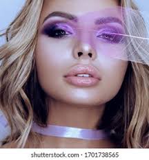 Beautiful Young Girl Large Purple Violet Stock Photo 1701738565