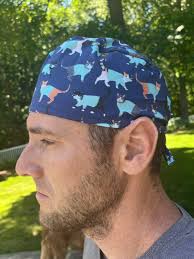Cats in Scrubs Cat Vet Blue Scrub Hat Surgery Surgical Skull Cap OR  Washable Cotton Men Mens