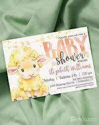 Featured Etsy Products Decorations Favors Invites Sheep Baby Shower Lamb Baby Shower Invitations Baby Lamb Baby Shower