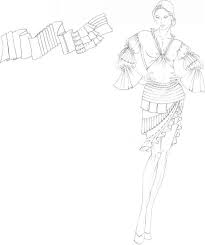 Human outline drawing with apparel and accessories. Finishings And Trimmings Figure Drawing Martel Fashion