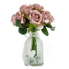 Enova home silk peony flowers arrangements in cube glass vase with faux water for home table wedding centerpiece decoration (pink). Angravehome Blush Pink Bud Rose Artificial Flower Arrangement In Heart Glass Vase 24cm Home Decoration Gift Buy Online In Aruba At Aruba Desertcart Com Productid 136064050