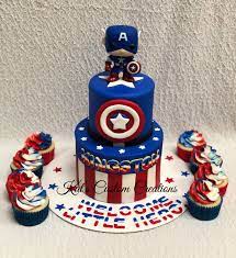 Captain America Baby Shower Cake Welcome Little Hero Captain America Cake Shower Cakes Baby Shower Cakes